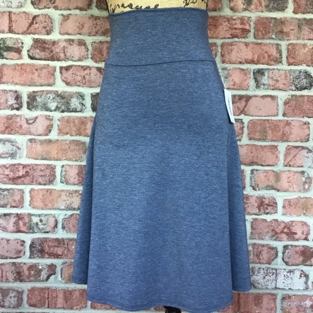 A-Line Skirt LuLaRoe Azure XS Size 2-6 Grey High Waisted Yoga Band NWT